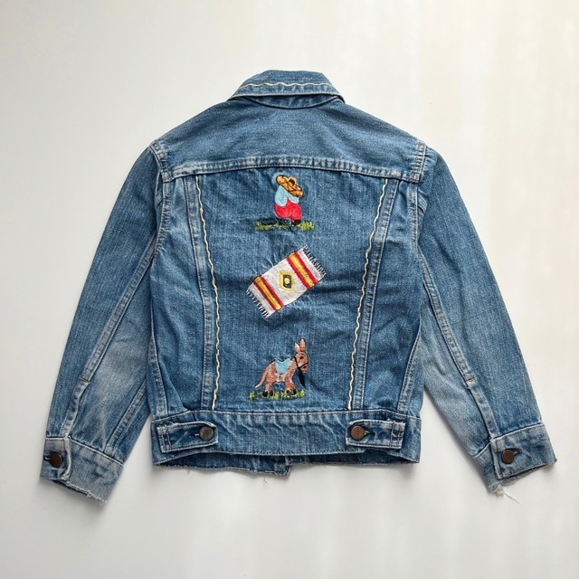 ＜VINTAGE＞Kids Embroidery Denim Jacket 7~8Y相当 (2610JK13)｜キッズ  ホースエンブロイダリー ヴィンテージ デニムジャケット