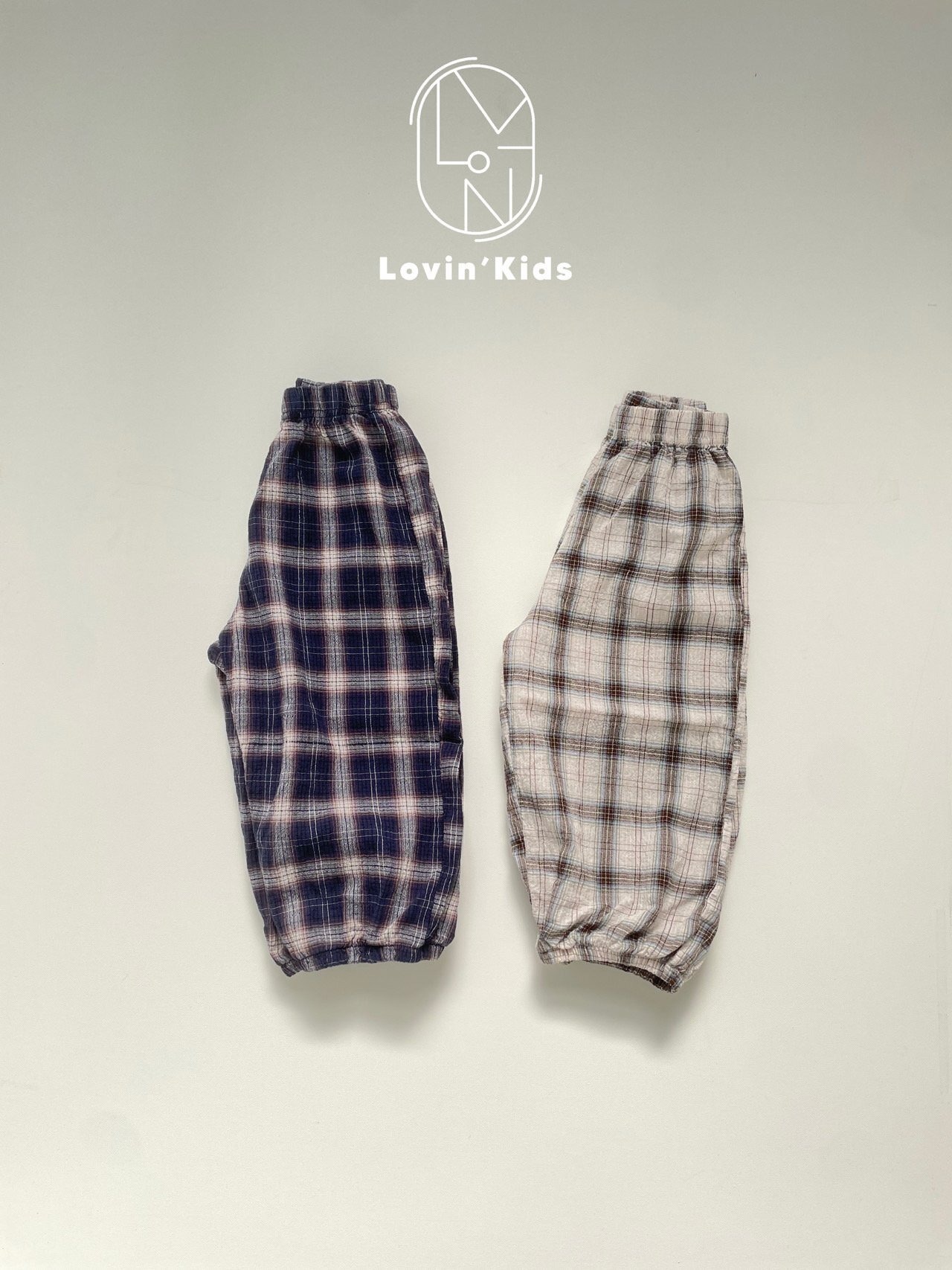 【Lovin'】サマーチェックナチュラルパンツ 90〜140cm ネイビー 240523 - 8