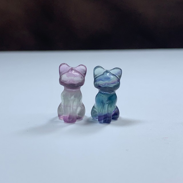 22.ペアセット・可愛いフローライトねこちゃん