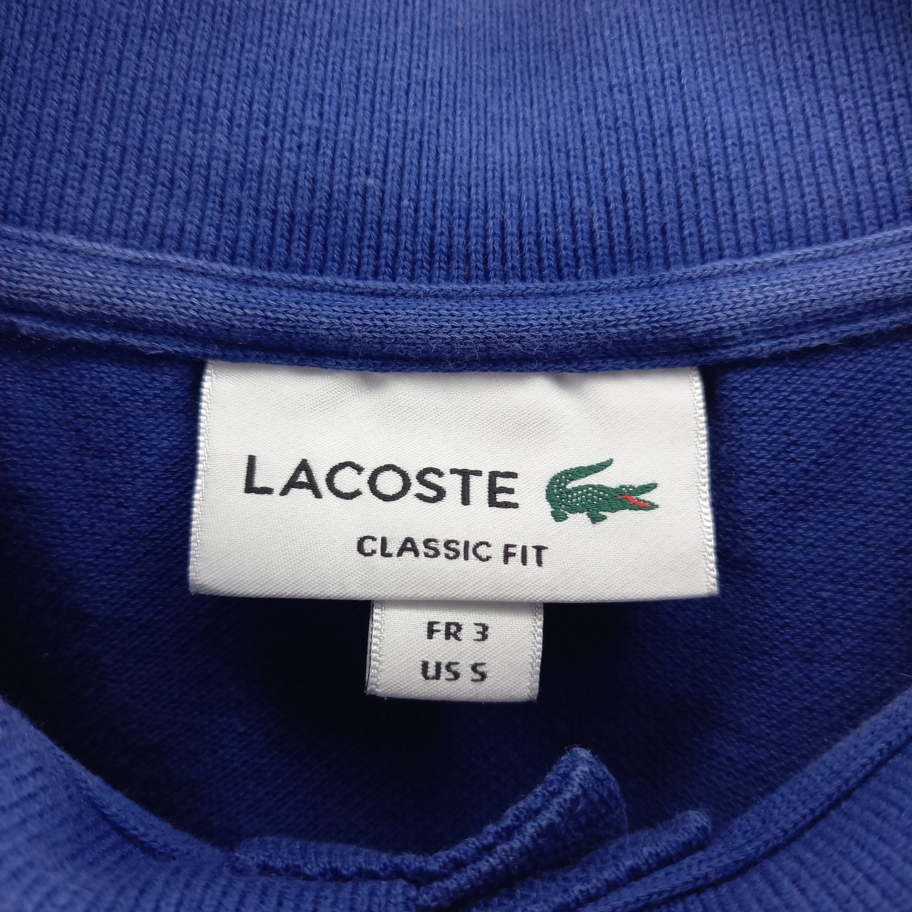 ラコステ　ポロシャツ　半袖　シェルボタン　刺繍ロゴ　ユーロ古着　ネイビー