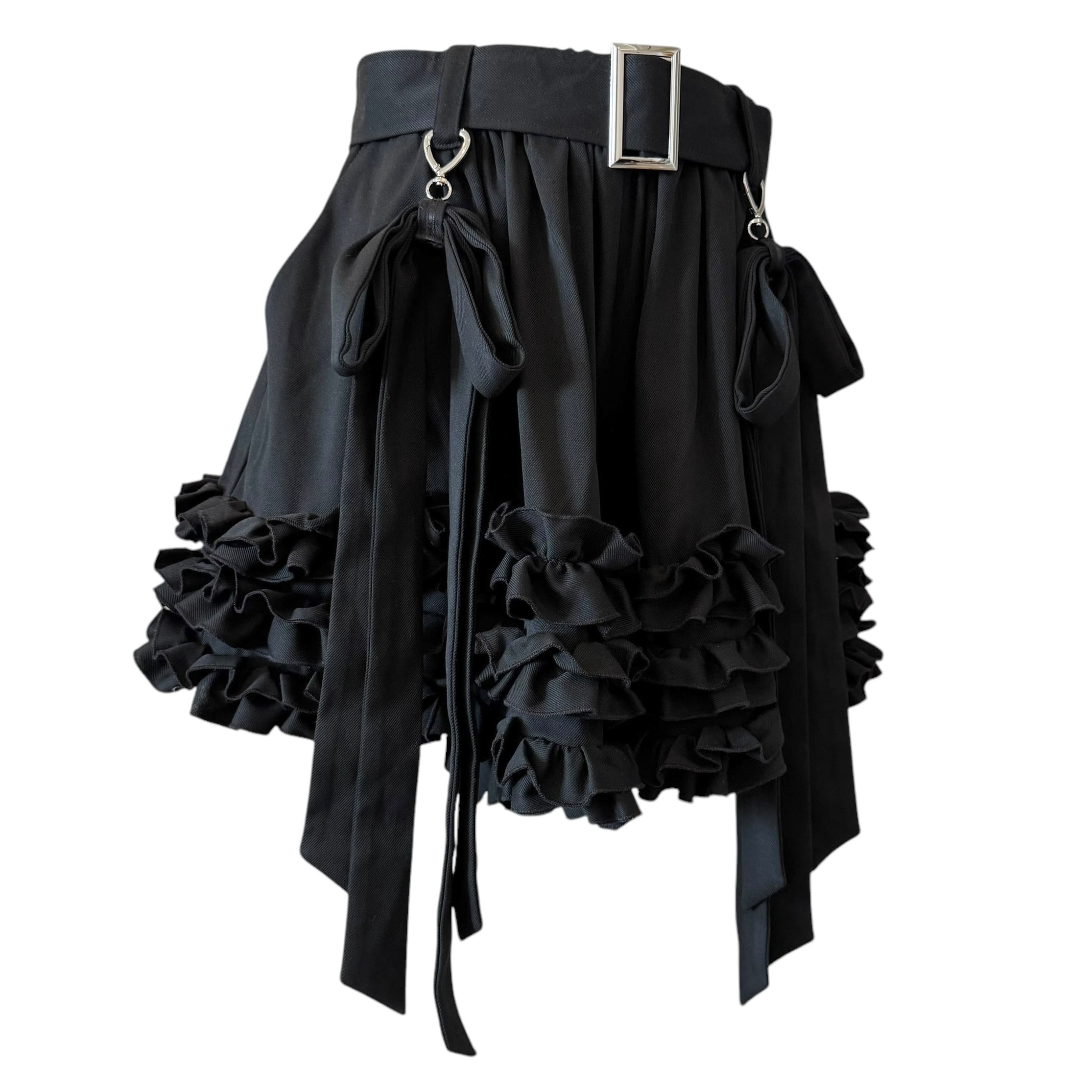 リボンフリルショートパンツ　BLACK