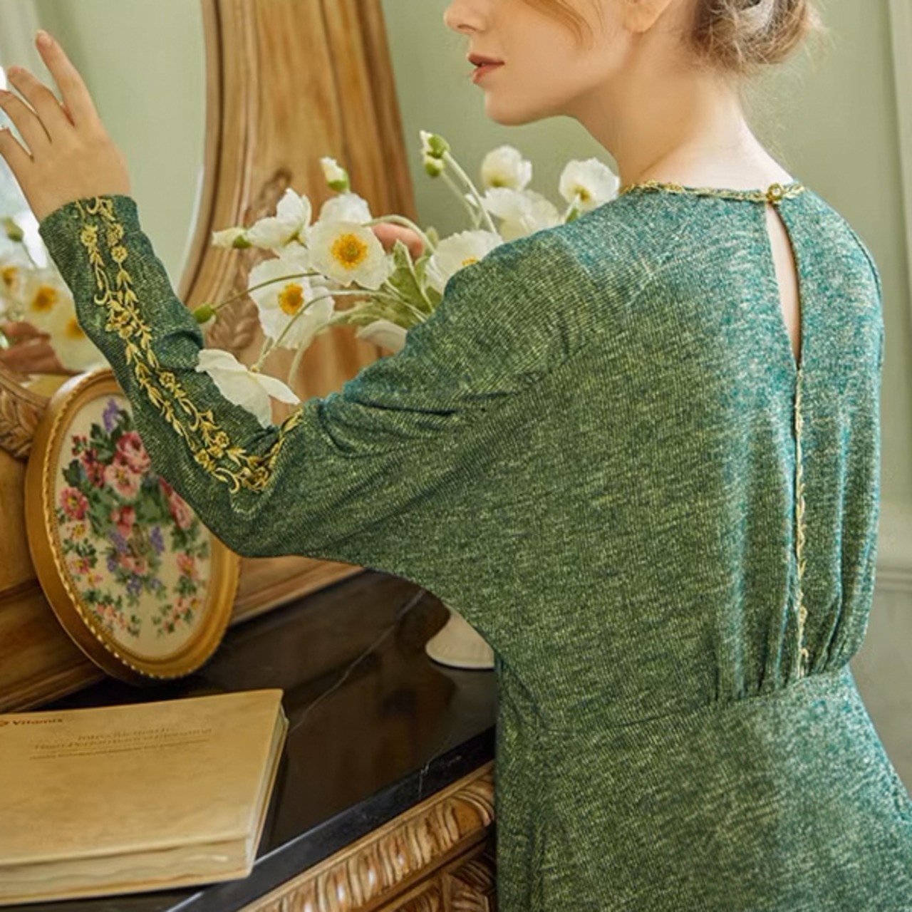 森の絵画を纏う:ヴィクトリアンエレガンスワンピース Y0172