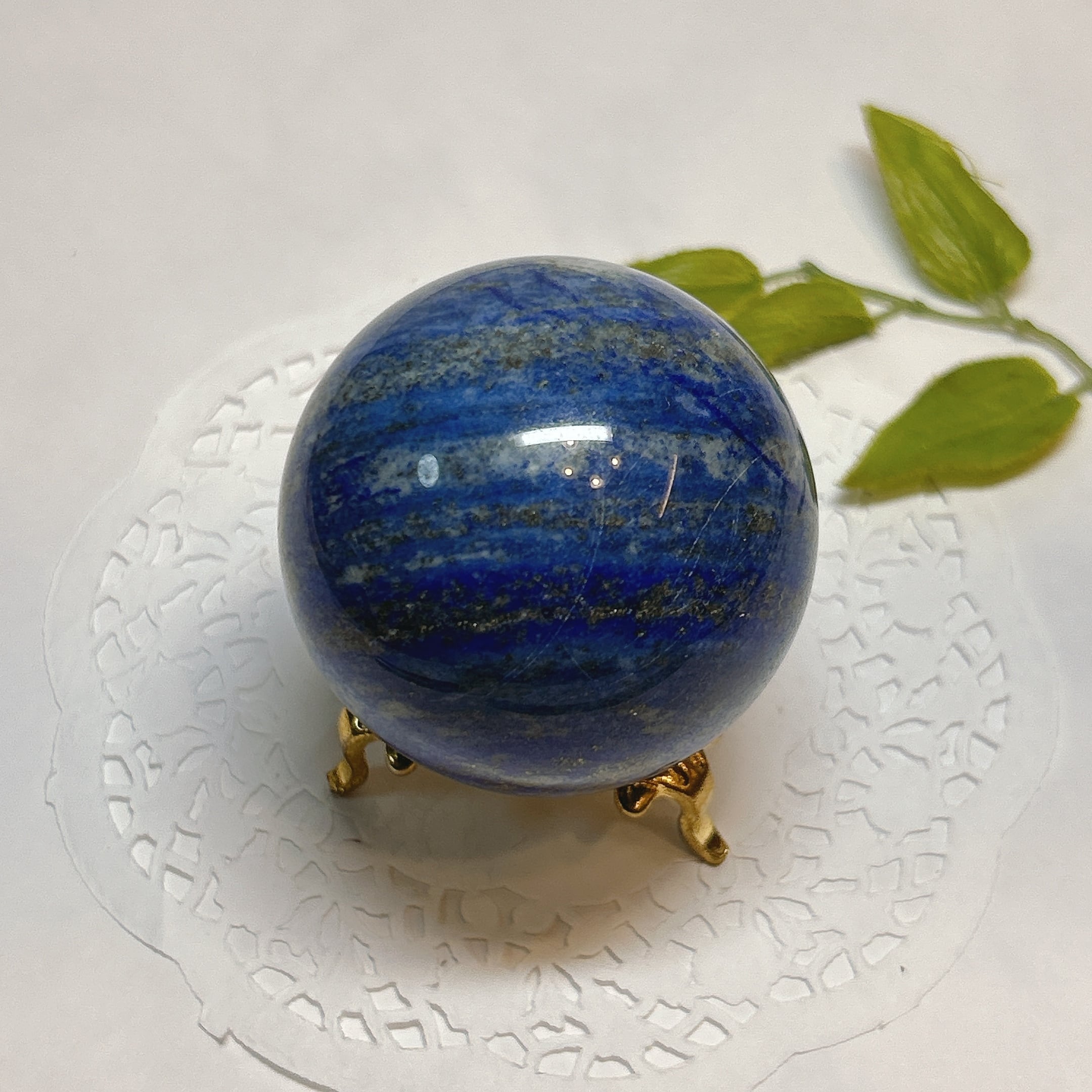 17904】 ラピスラズリ 球 52㎜ ラピスラズリ球 スフィア 黄鉄鉱