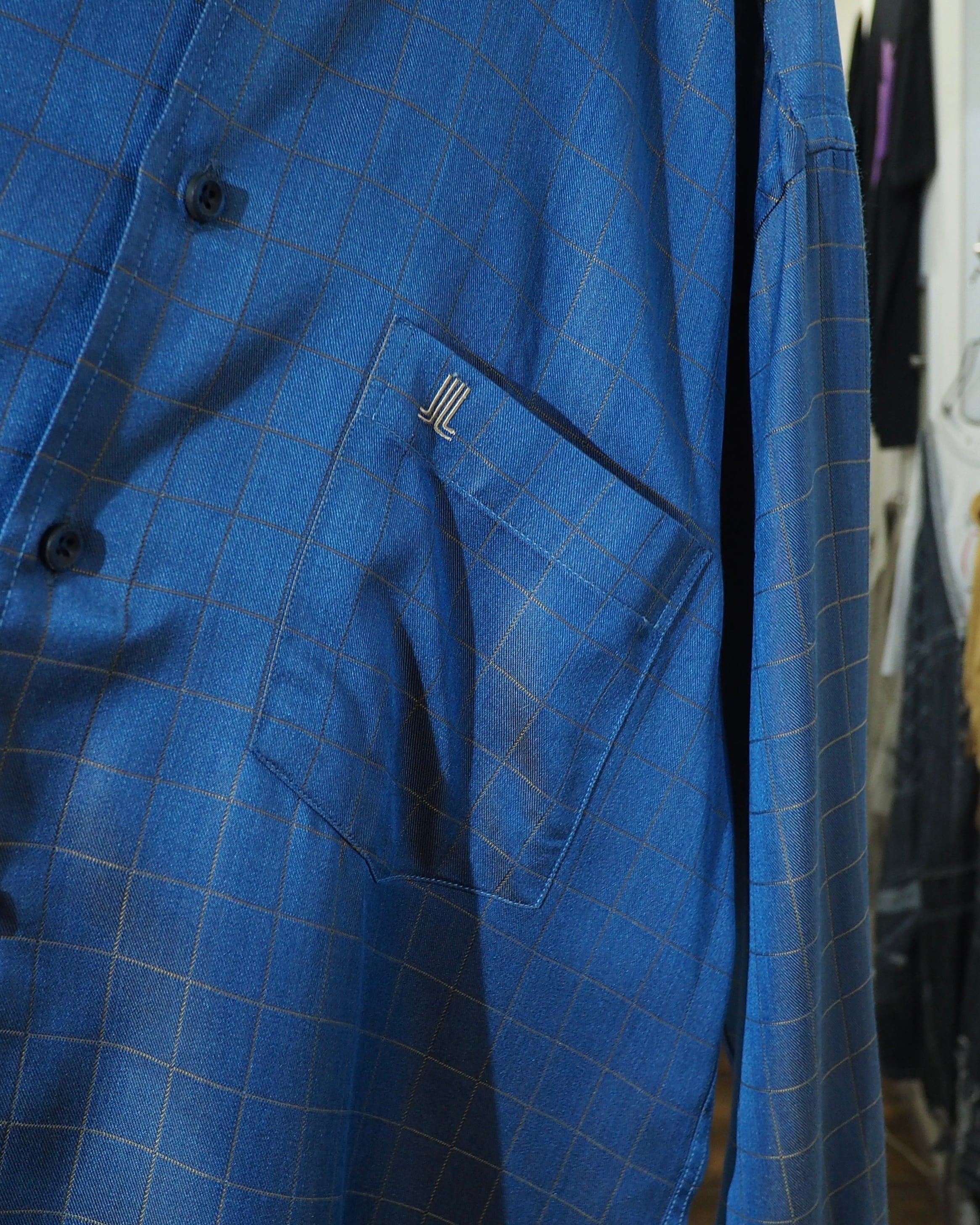 " LANVIN COLLECTION - Pure Silk " Beautiful Light Blue Color Vintage Dress Shirt