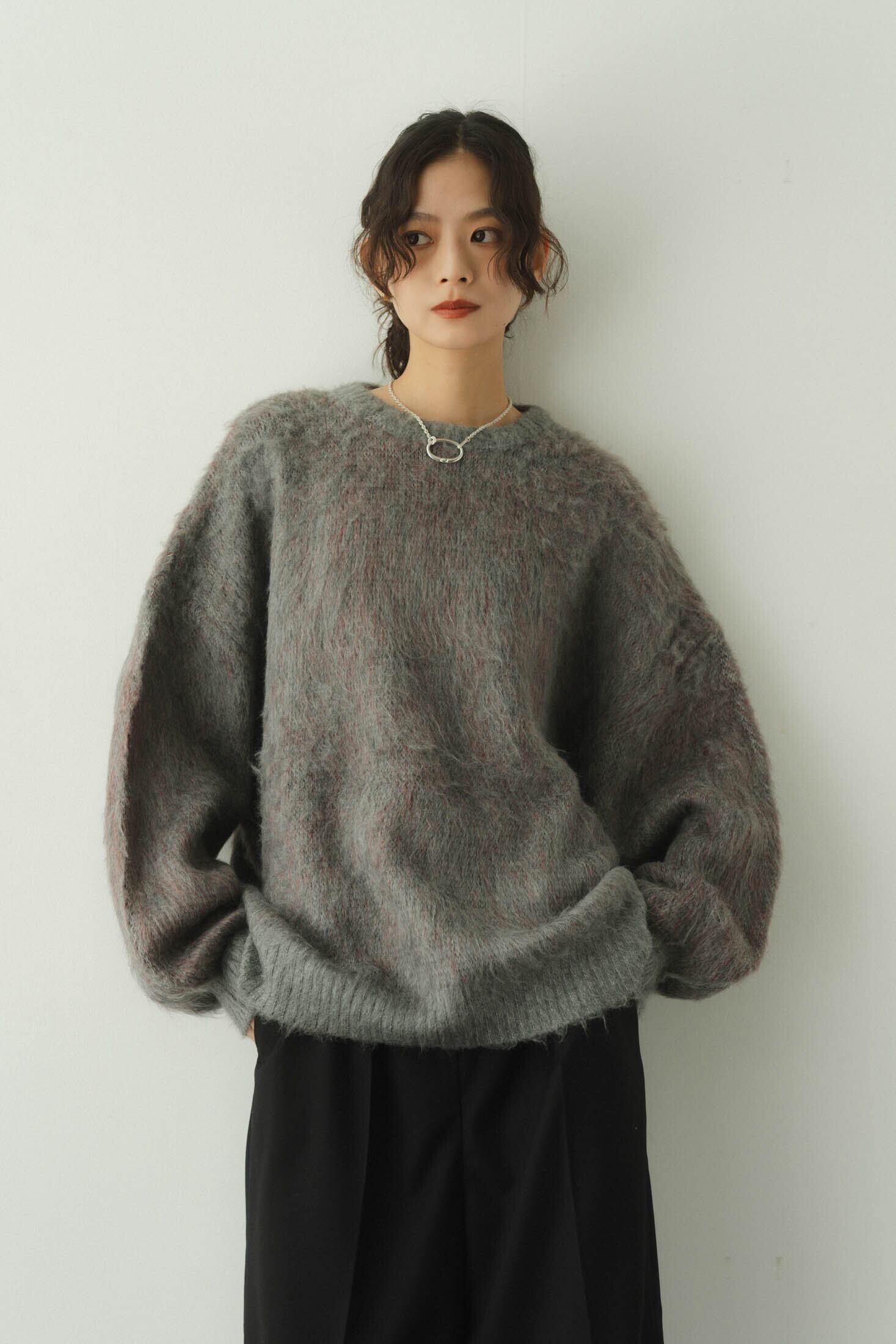 Knuth Marf】shaggy flower knit(unisex) / gray | PuKu 