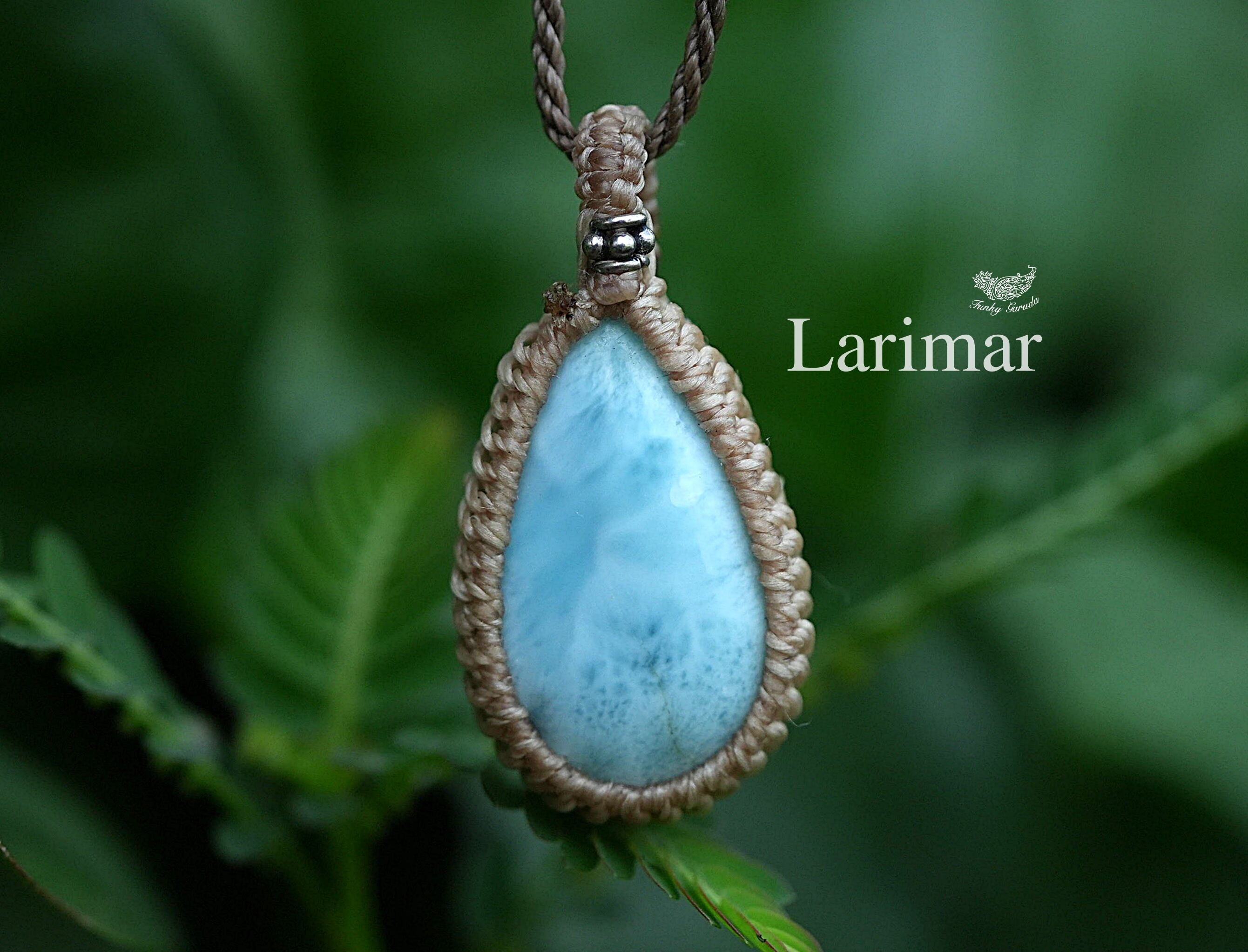 波のしずく★ラリマーマクラメ ネックレス 1654