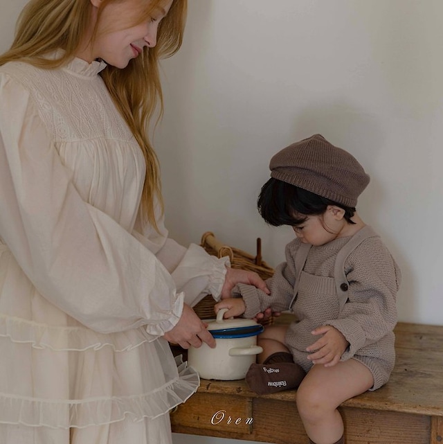 【取寄】oren|roen knit set (round sweater + overalls)|ロエンニットセット(ラウンドセーター+オーバーオール)|S-M|baby|26 autumn