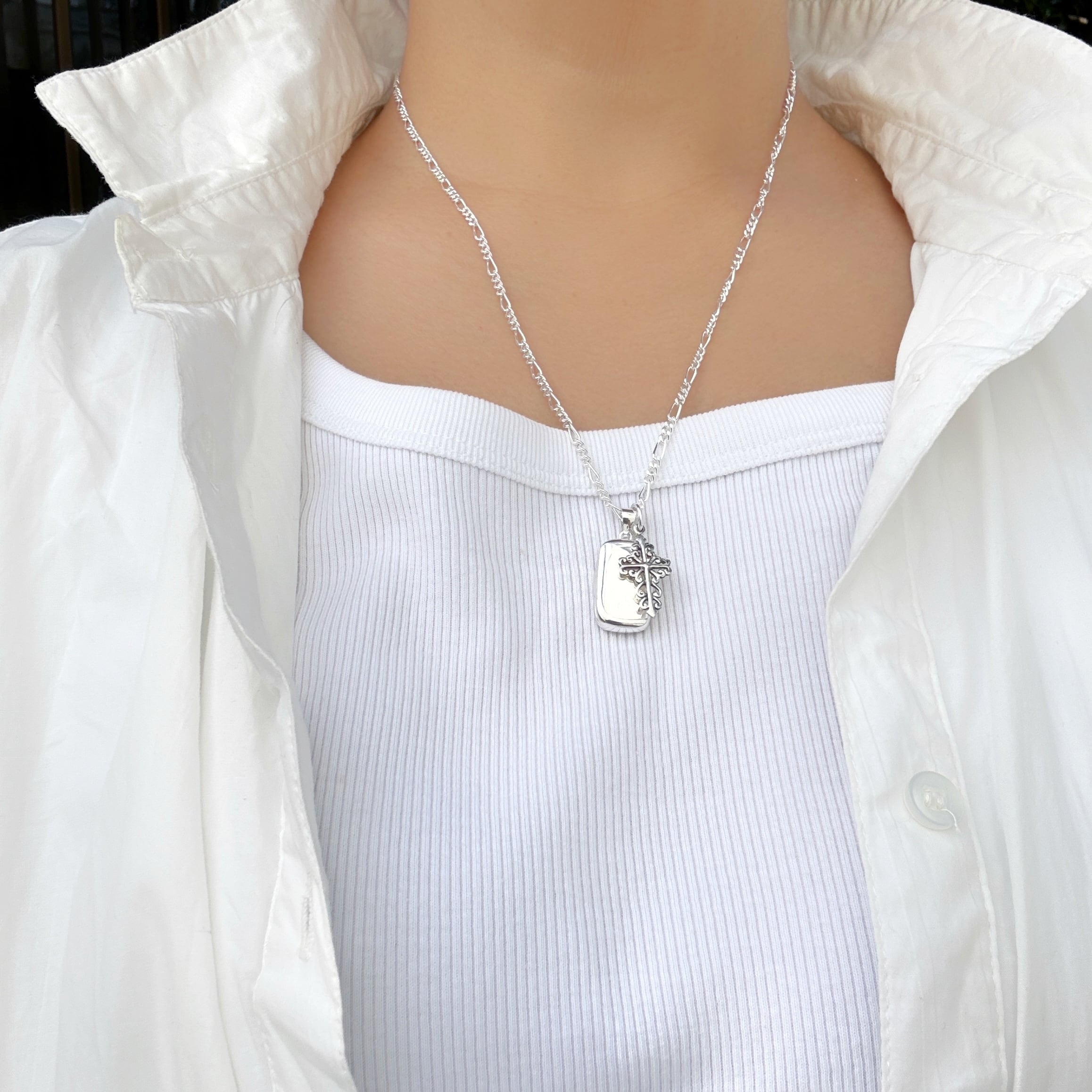 3way シンプル スクエア ロケット and クロス ペンダント （チェーン