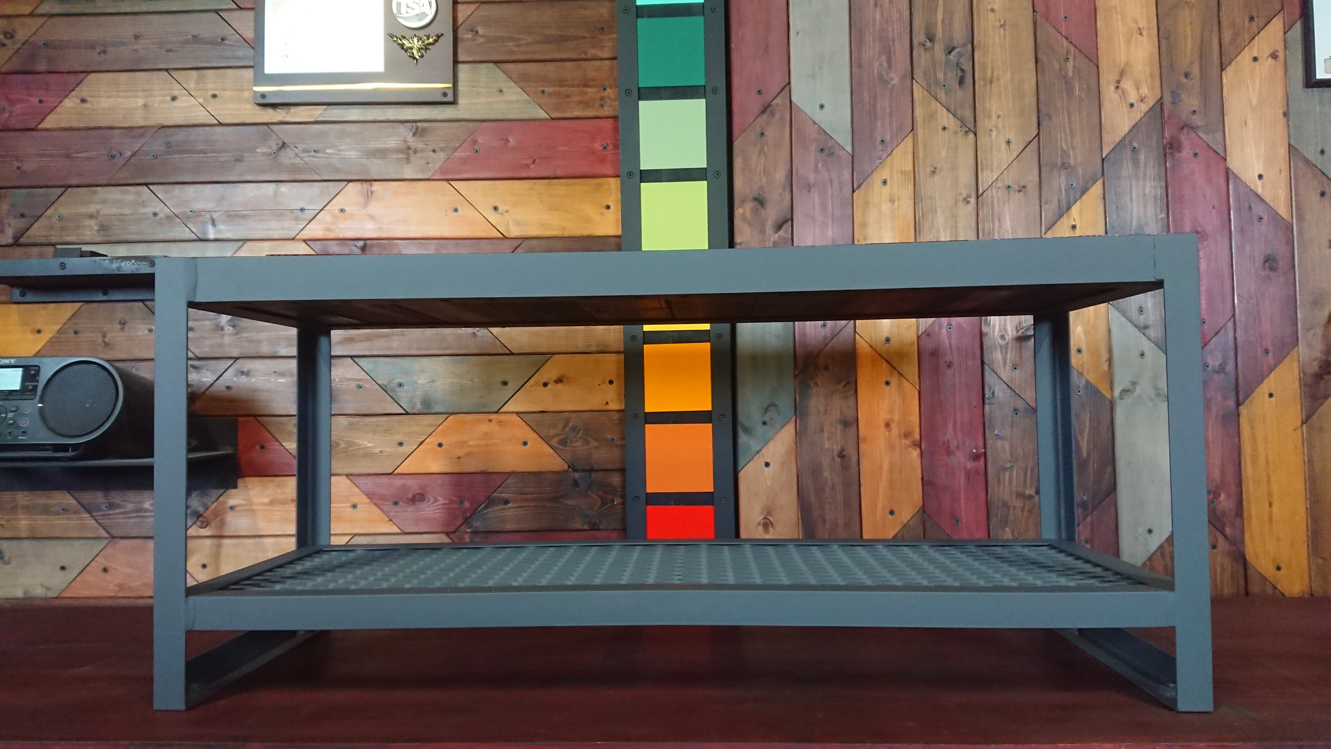 マットグレーでアイアンなベンチ＆シューズラック♪ 300×900×400mm