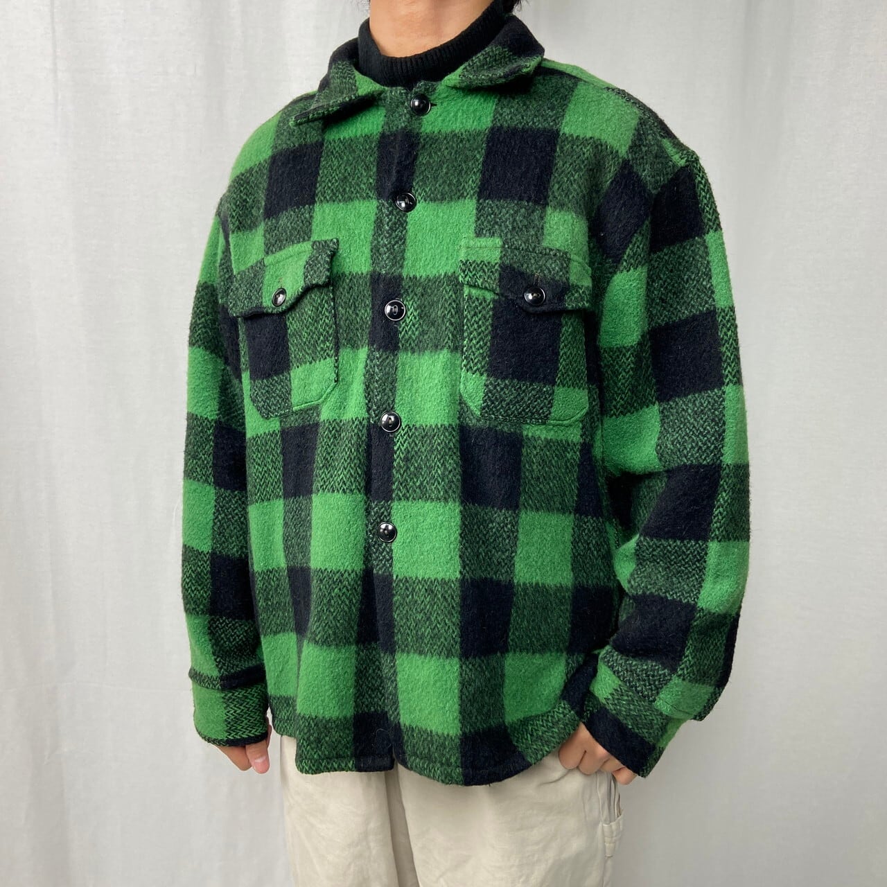 70〜80年代 HUDSON BAY ハドソンベイ ウールシャツ メンズXL相当 古着