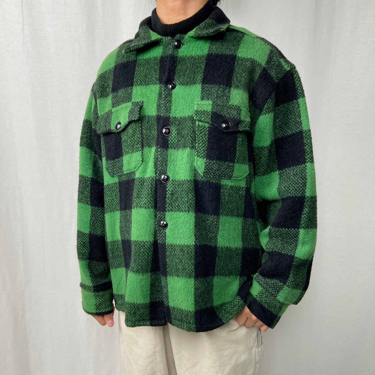 70〜80年代 HUDSON BAY ハドソンベイ ウールシャツ メンズXL相当 古着 