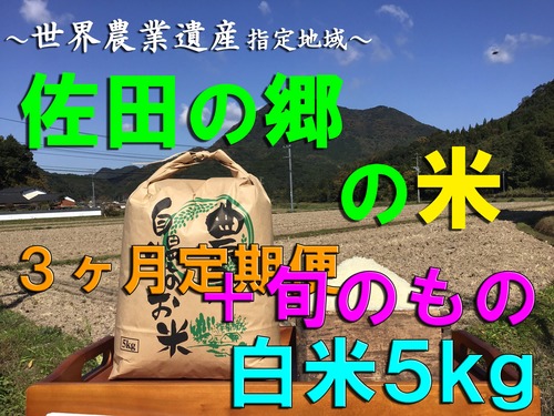 【令和５年新米】佐田の郷の米（３ヶ月定期便<白米５kg／玄米５.５kg＋旬のもの>×４回）【慣行栽培米】