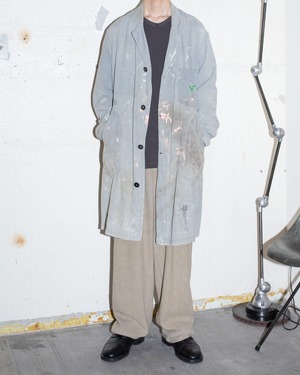 50s~ good damaged paint stains shop coat / From FRANCE