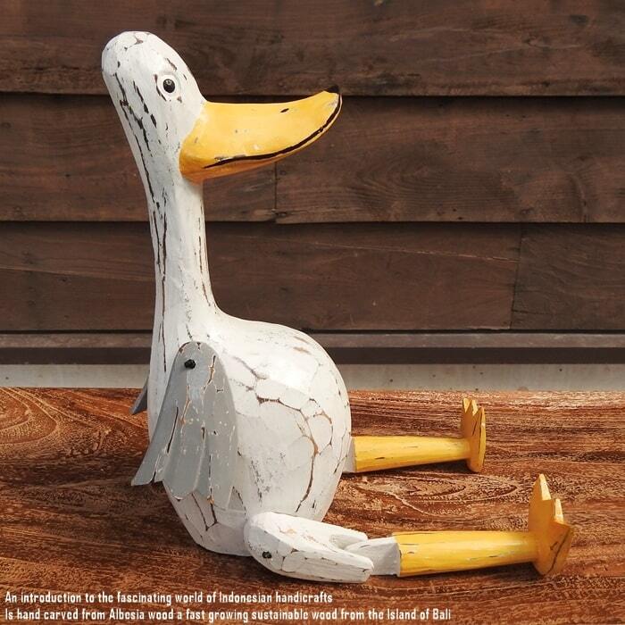 インテリア小物 トリ アヒル カモ 木彫 オブジェ 置物 インテリア 工芸