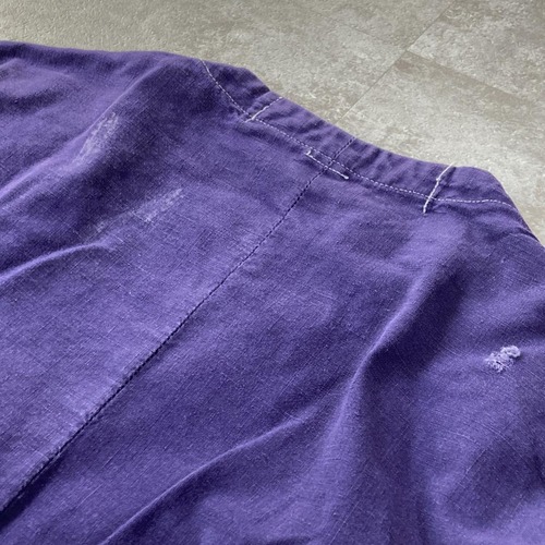 70s 刺繍タグ パープル Metis フレンチワーク アトリエコート 詳細写真8