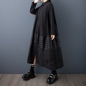 ストライプ切替 ロング シャツワンピース  00106