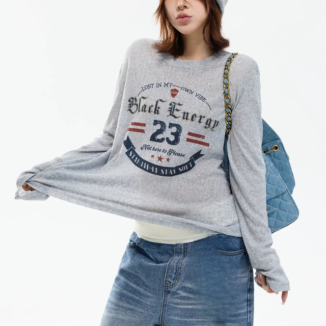 sheer graphic long-sleeve tee　シアーグラフィックロングティー　J2101
