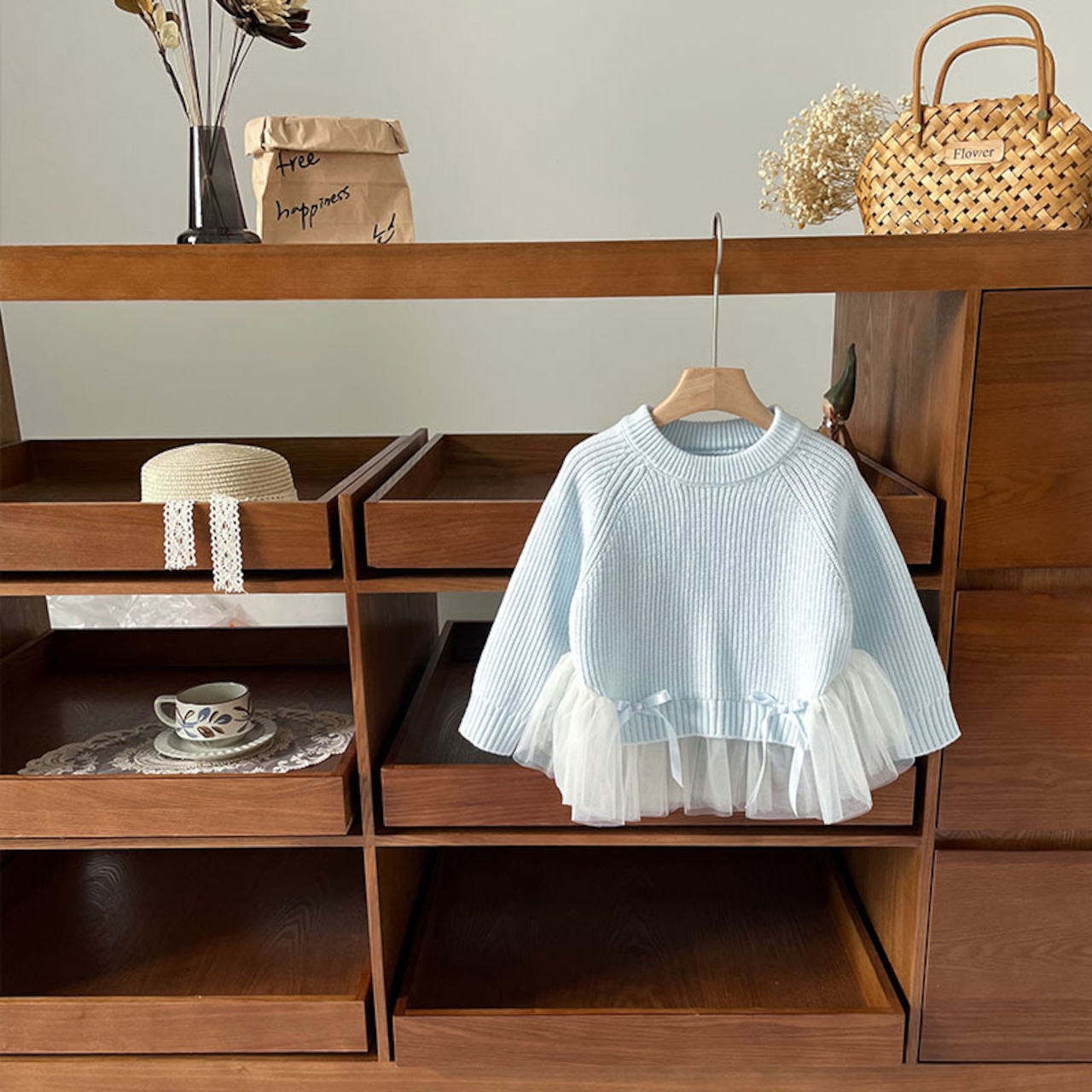 秋チュールリボンセーター