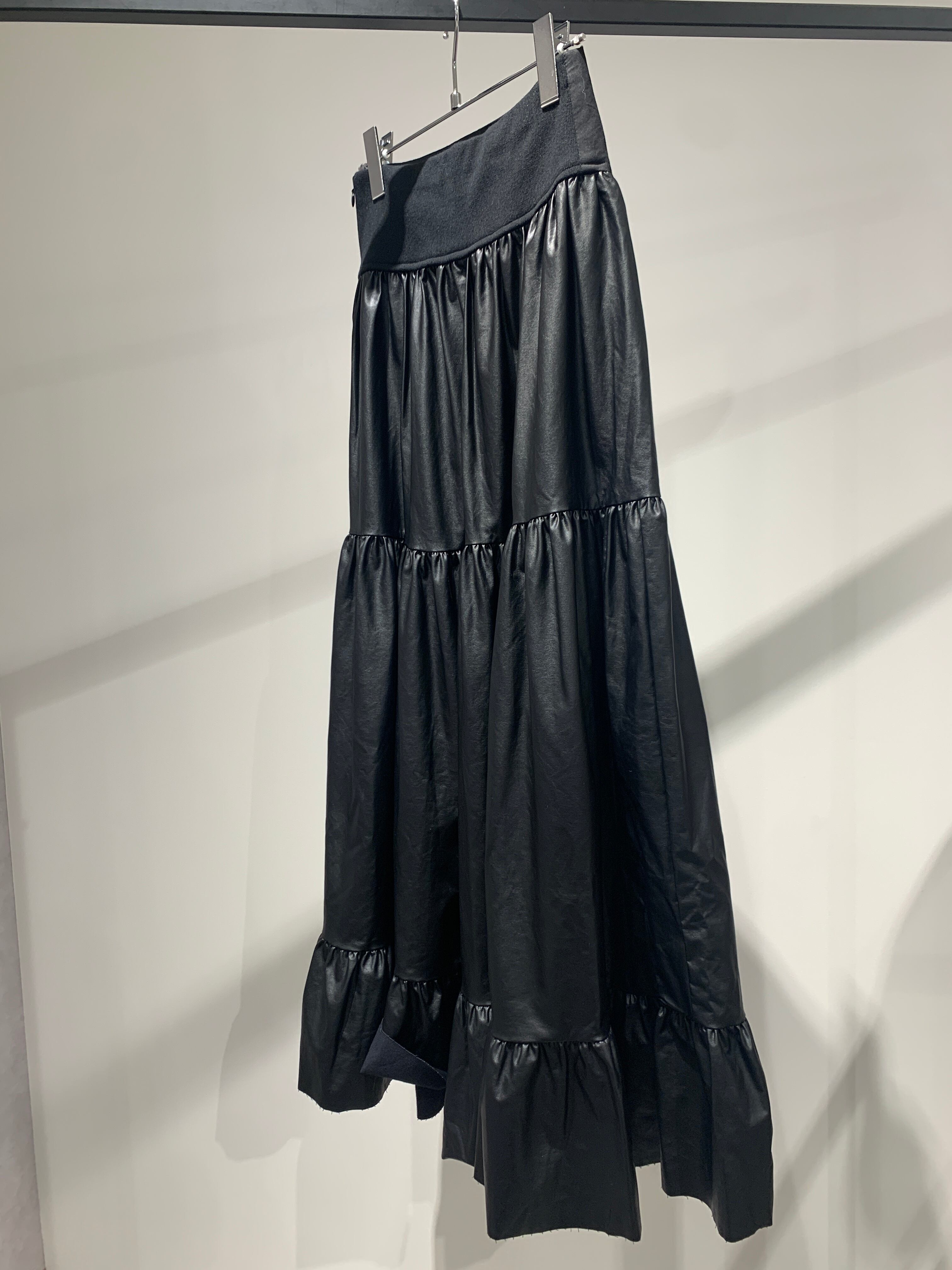 eco leather tiered skirt