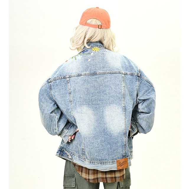 フラワーエンブロイダリーデニムジャケット 2col   R01080