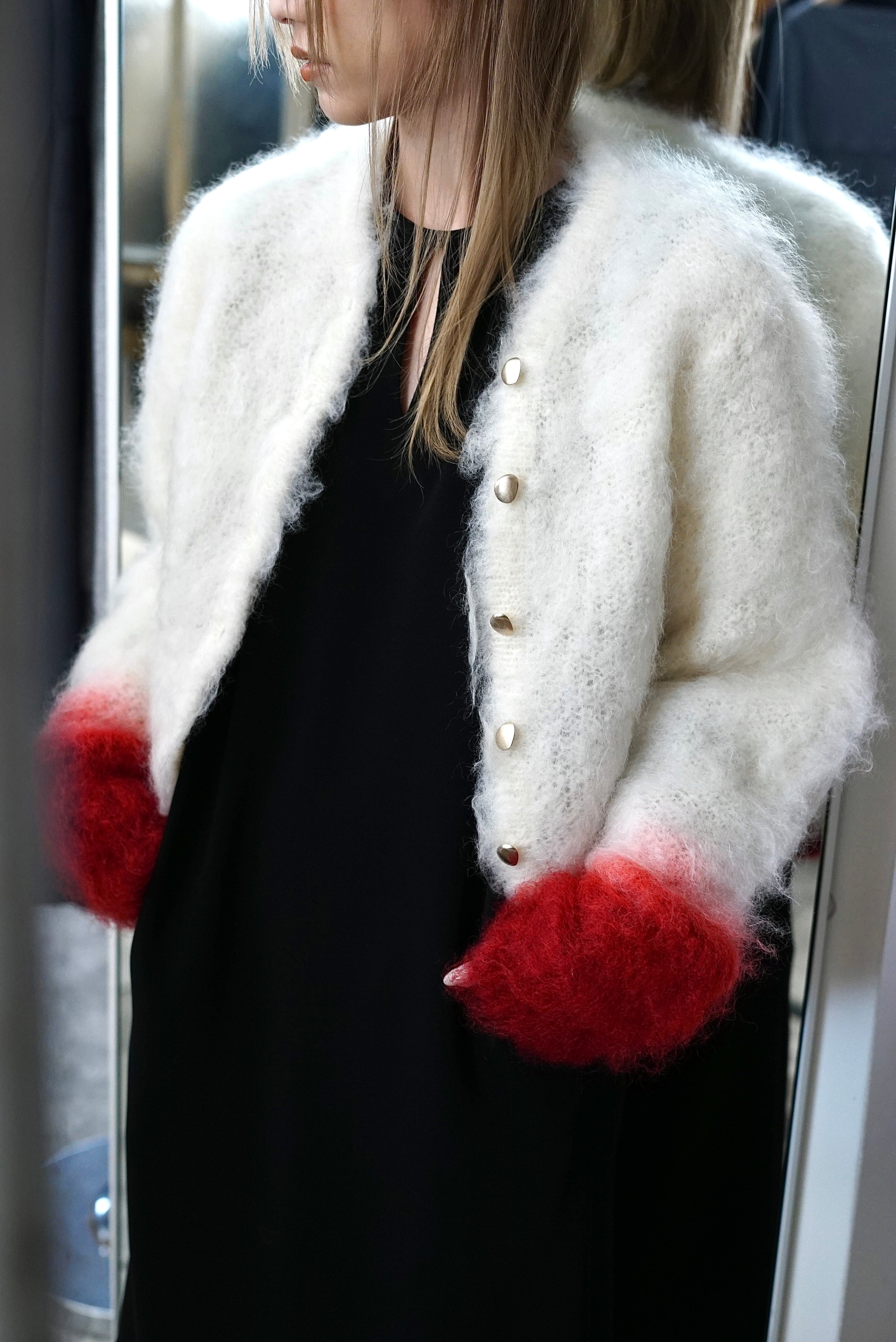 K*a様 Mame Kurogouchi 22AW cardigan Mame Kurogouchi(マメ) Openwork Pattern Knitted Cardigan PURPLE