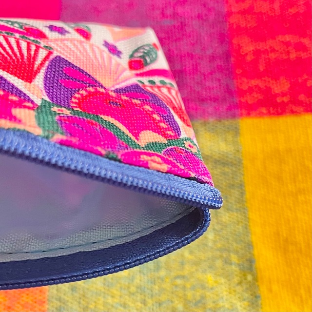 コスメポーチミニマム（マチなし）❤️ホワイトグリーンピンク×グリーンタッセル