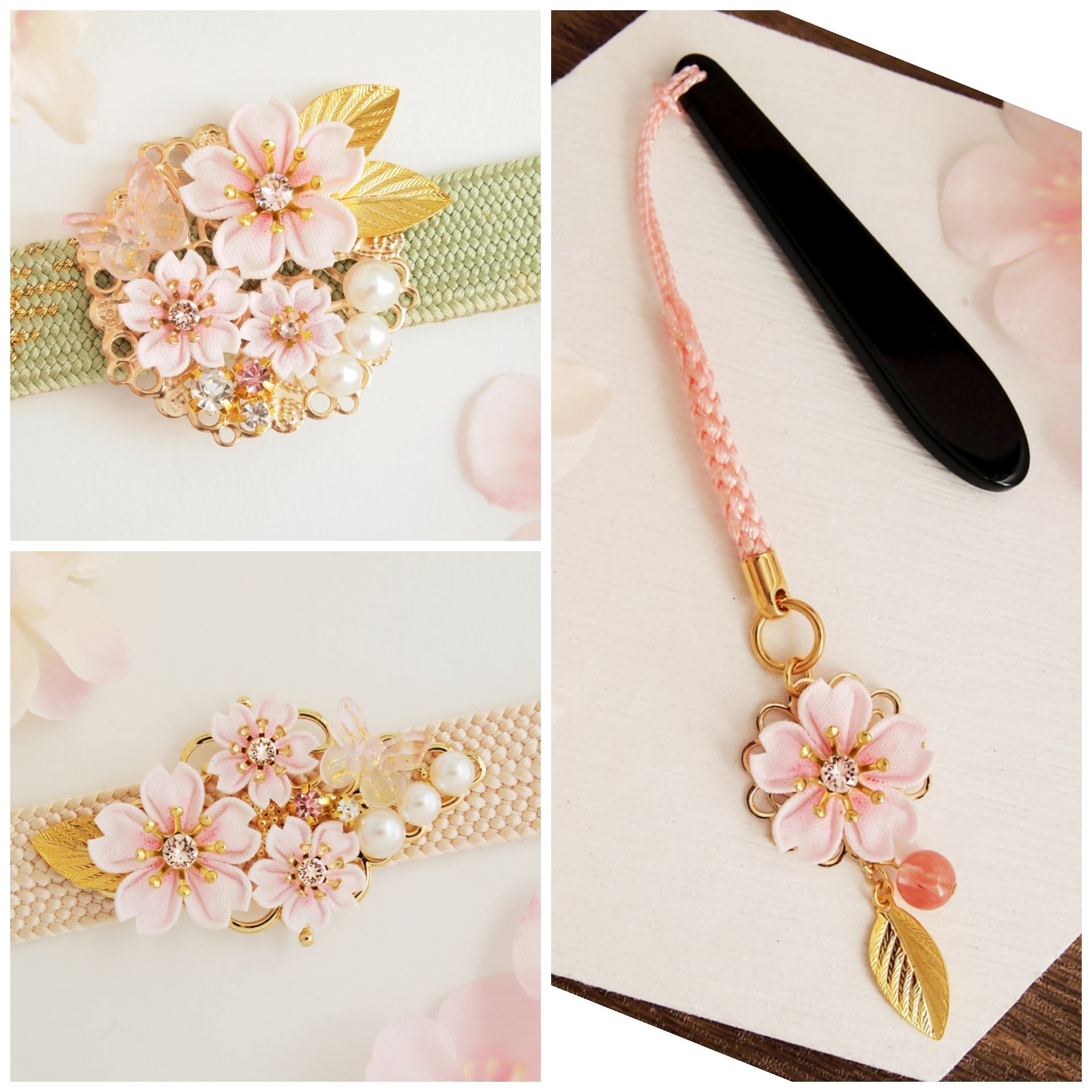 つまみ細工＊ 桜と蝶が舞うネックレス ~花の宴~ 】---フラワー/誕生日