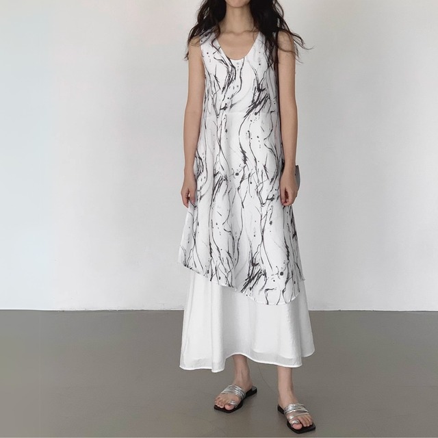 アートマーブルレイヤードワンピース　00992