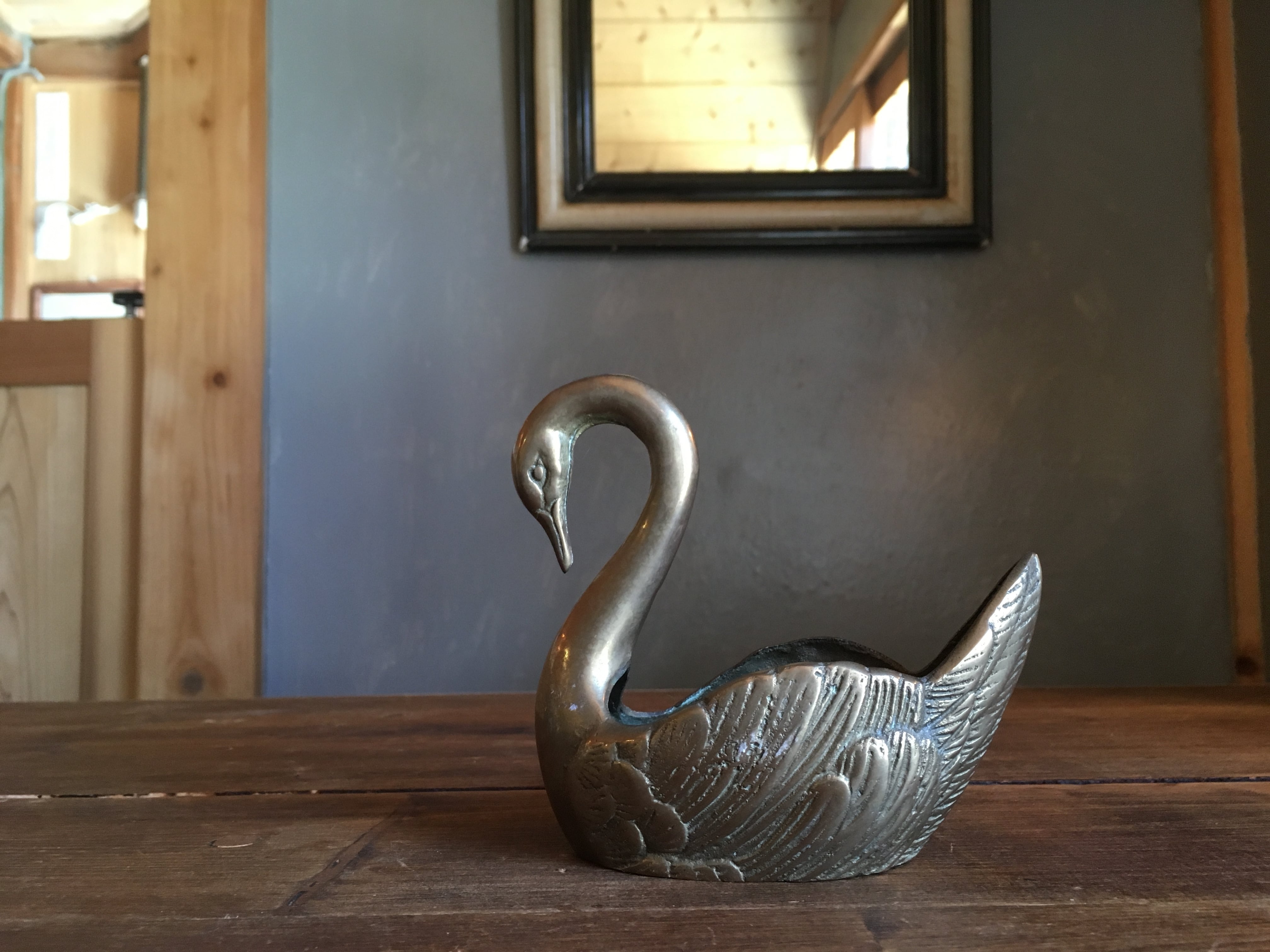 フランス アンティーク スワン 置物 小物入れ