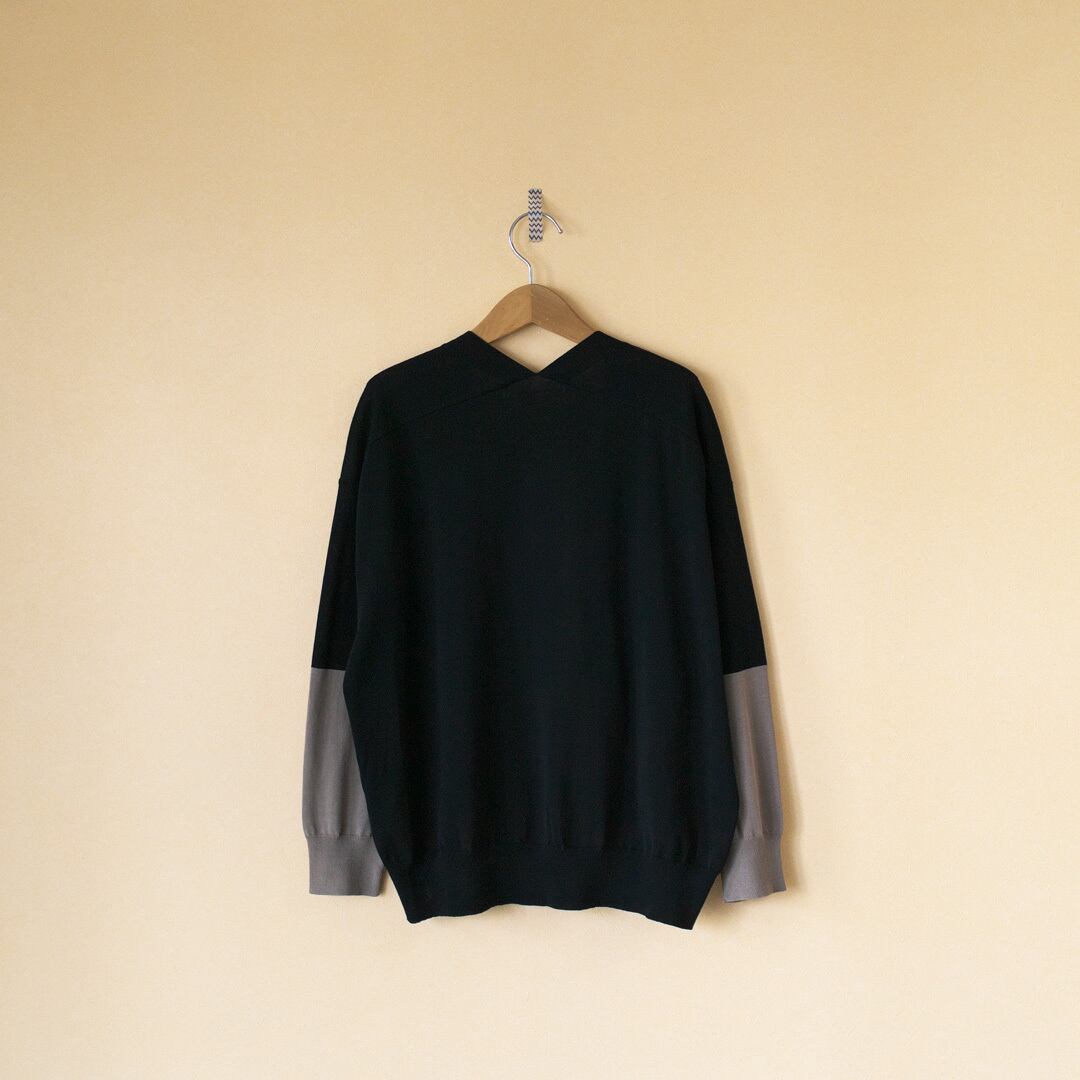 atelier naruse アトリエナルセ コクーンバイカラーニット cocoon bicolor knit・ブラックxモカ