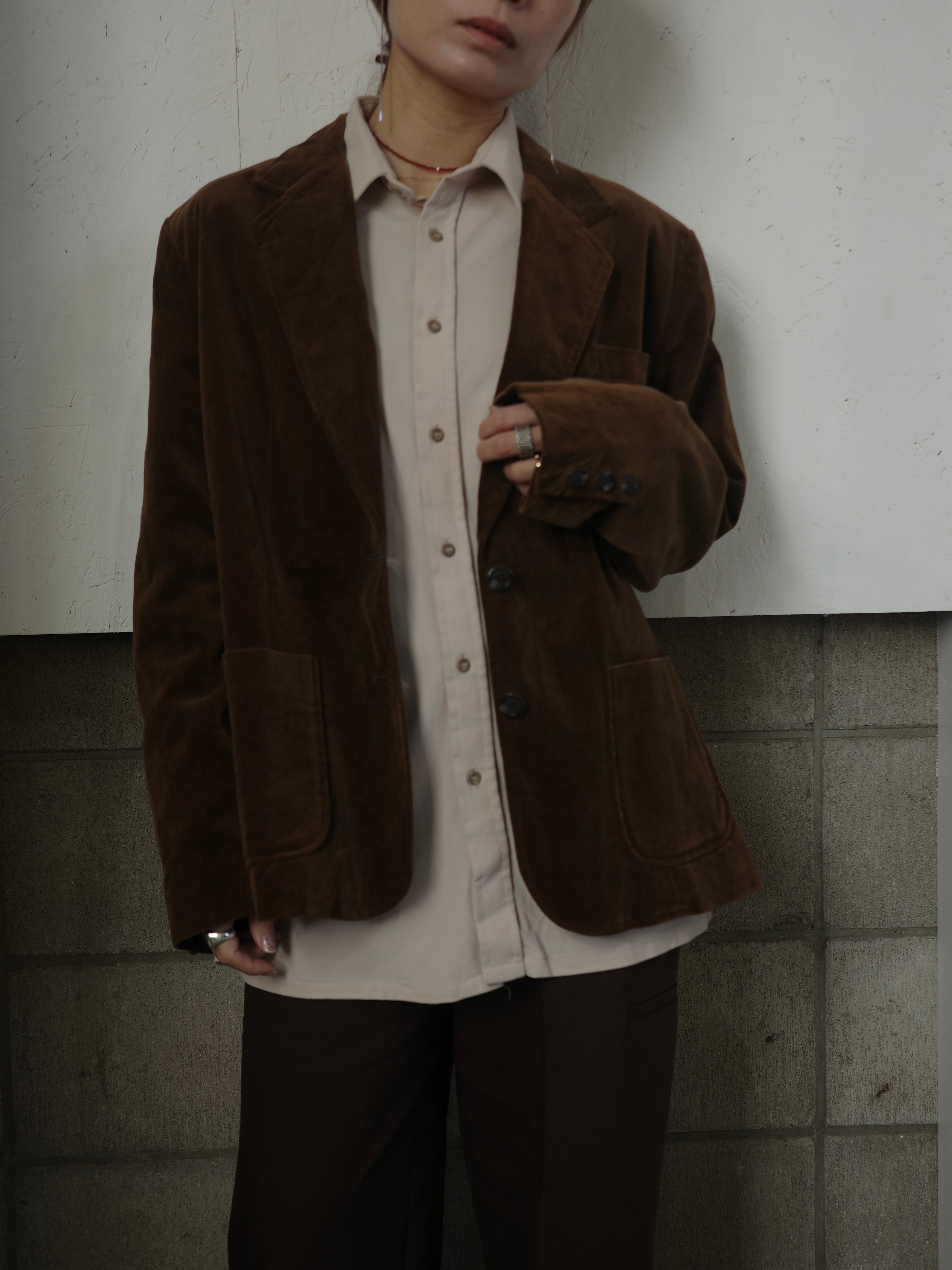 <vintage>80’s velvet brown jacket
