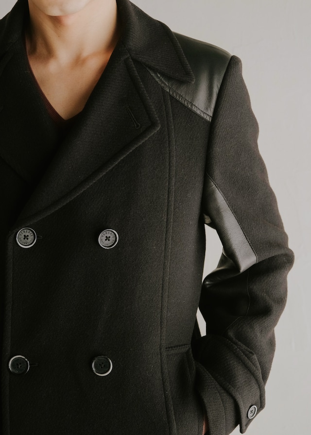 VERSACE Collection 14AW leather patchworks short coat