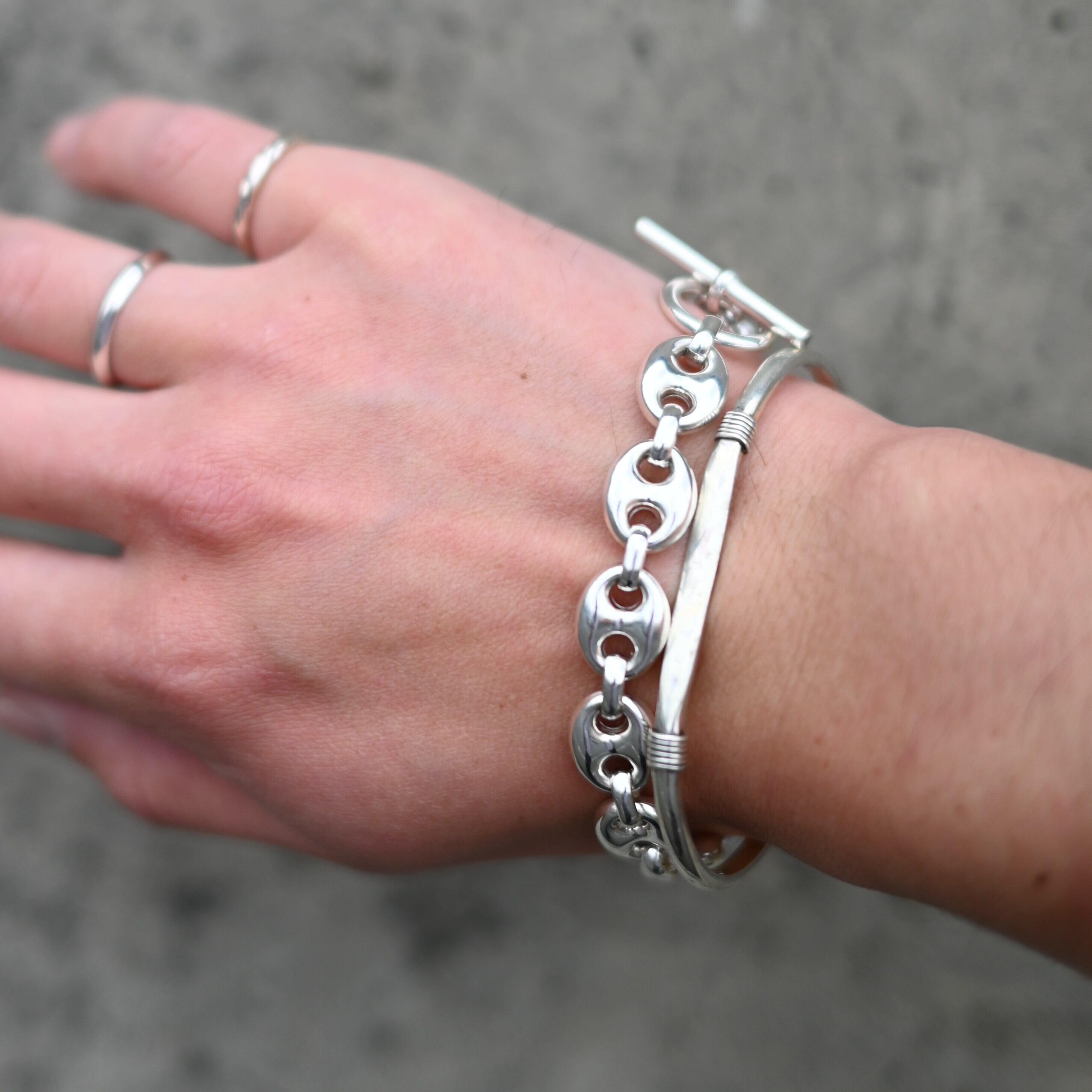 INTERIM / MARINA CHAIN T-BAR BRACELET ITALIAN SILVER 925 GRAND | GANKO