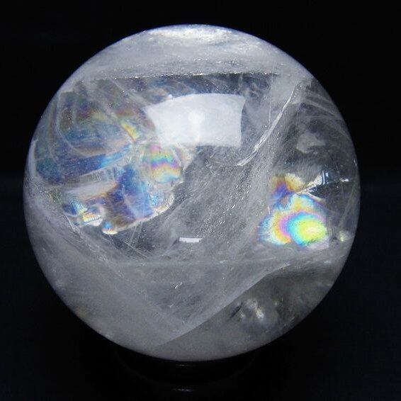 1.4Kg 水晶 丸玉 虹入り 105mm スフィア 置物 水晶玉 一点物 151-9093