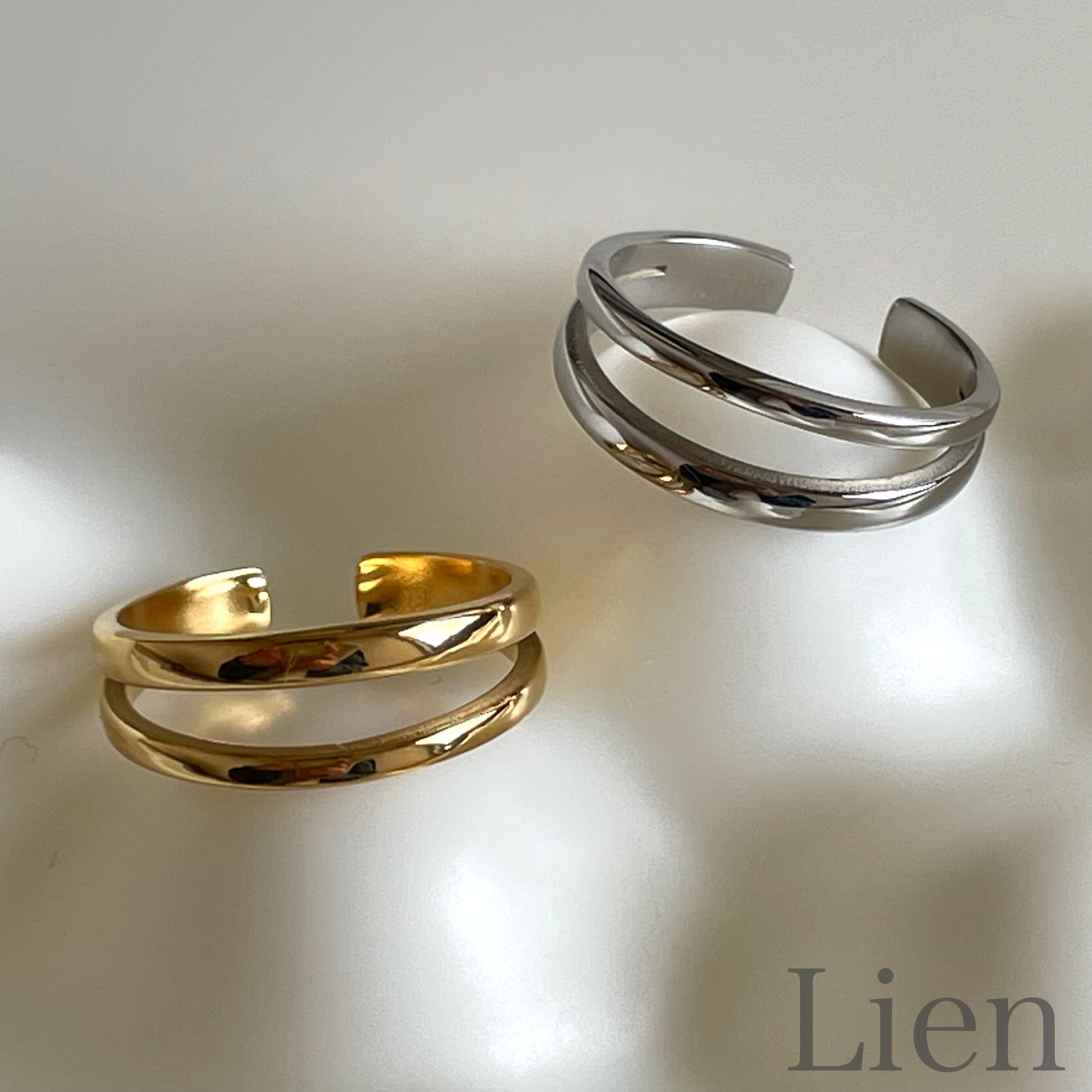 シンプル 2連リング 指輪◇つけっぱなし!OK 316L サージカル