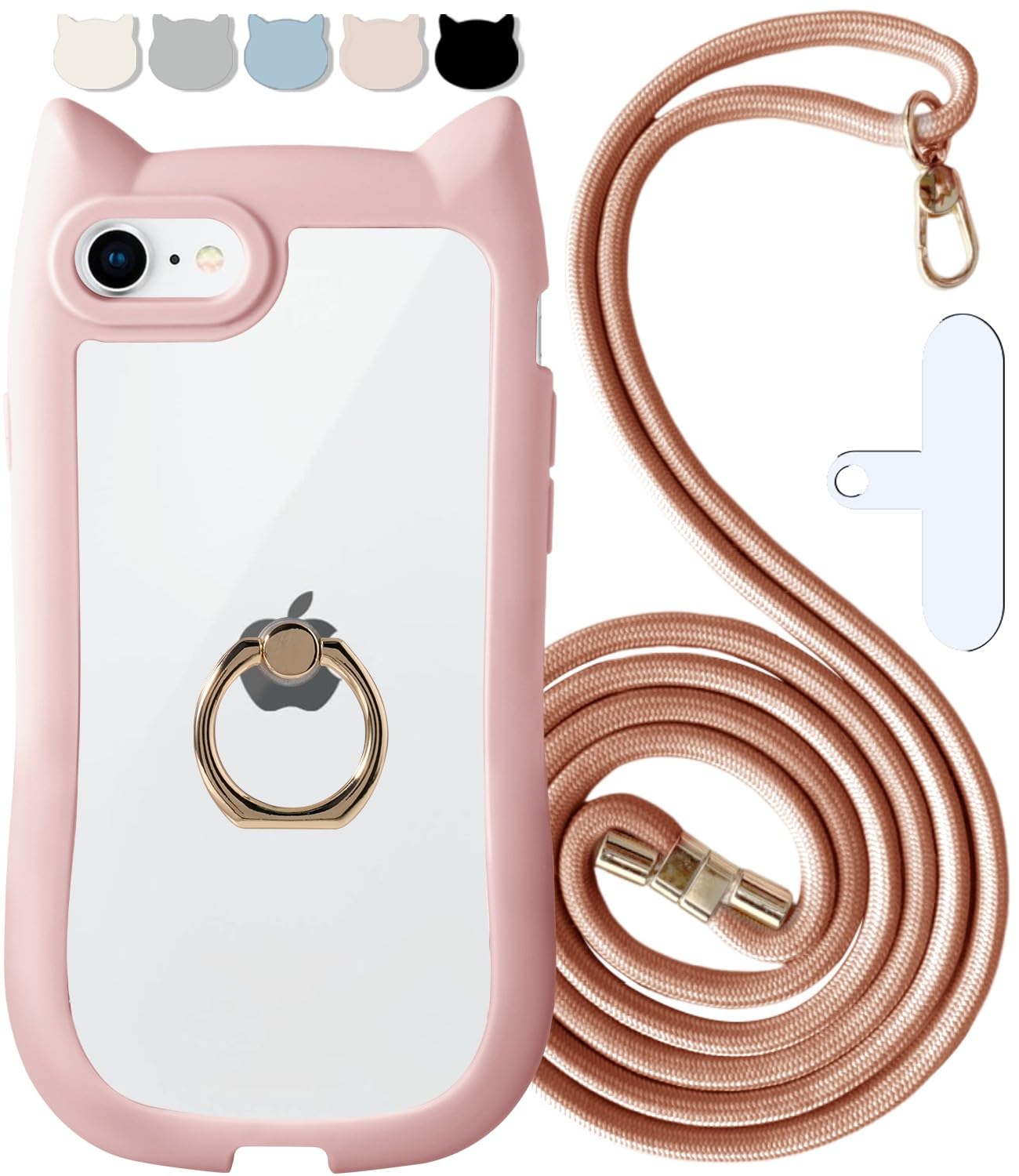 shinyle se3 ケースiphone 用の se2 猫耳 クリア ケース 耐衝撃 ショルダー ストラップ 付き リング スマホケース おしゃれ 可愛い スマホカバー 透明 黄変防止 ハイブリッド se スタンド機能 第三世代 第二世代 アイフォンとの互換性があり se 携帯ケース 肩掛け 首掛け 透明ケース 滑り止め 携帯カバー