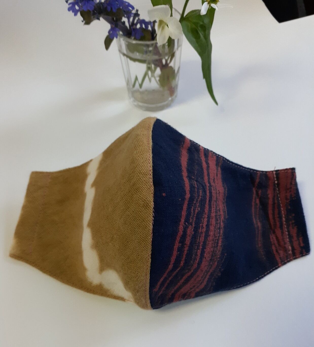 個性的!草木染布×手書き布で立体マスク