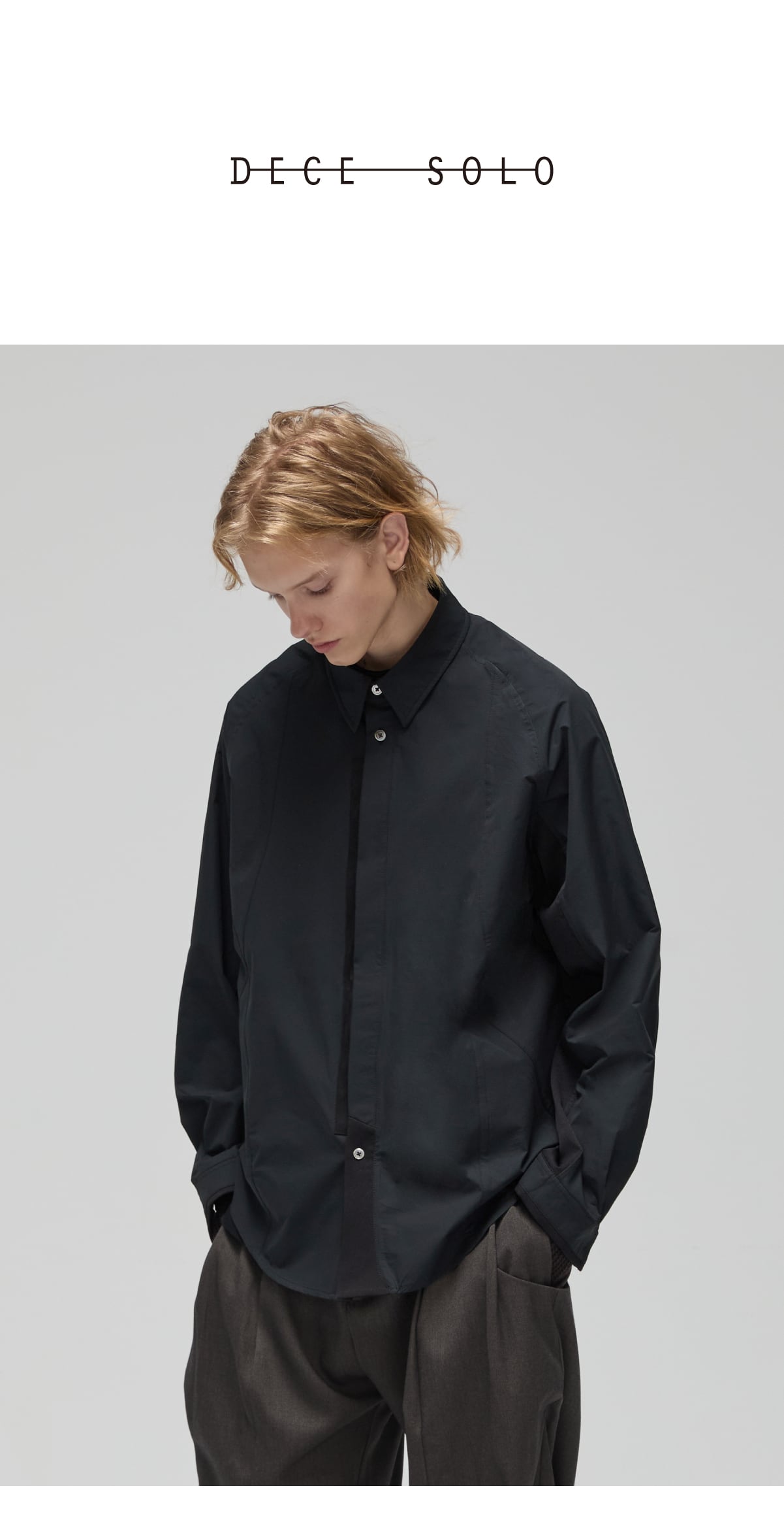 DECESOLO 24AW マルチ素材パッチワーク ルーズシルエットシャツ