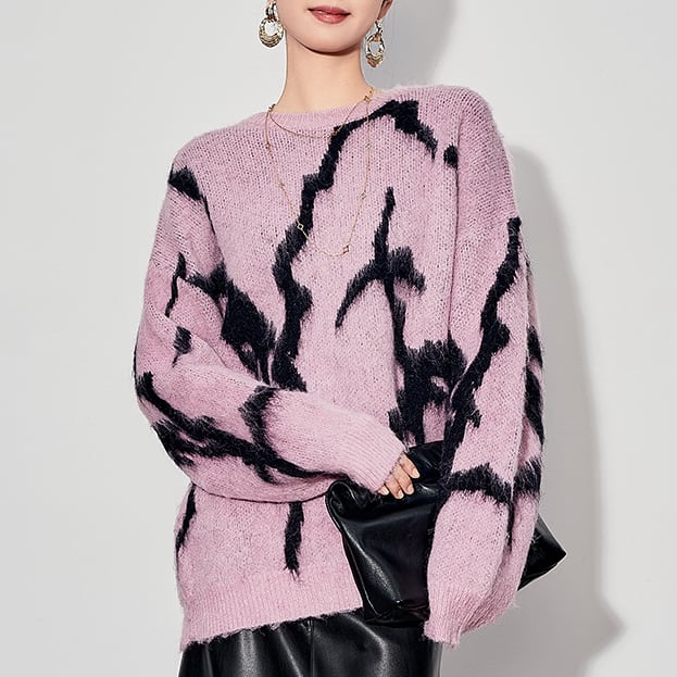 Purple round neck sweater S15