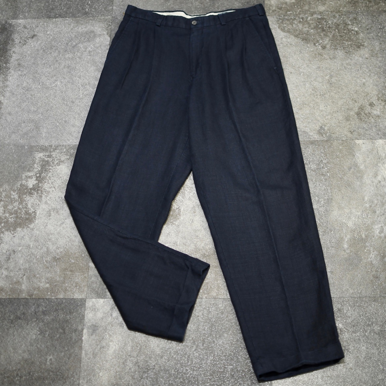 Eddie Bauer Belgium linen 2tuck slacks dark navy