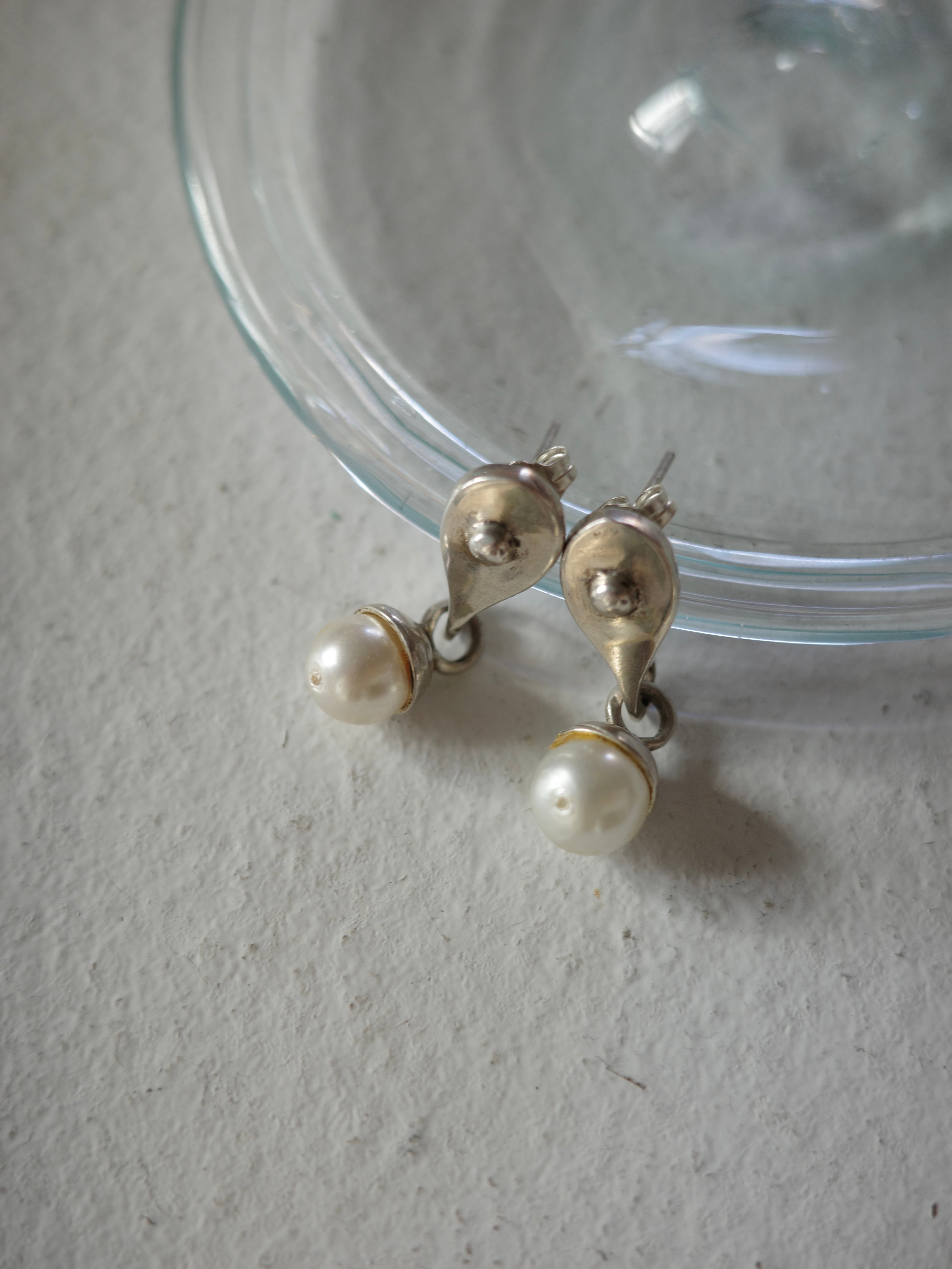 <vintage silver925>design pearl pierece