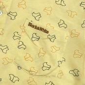 Black&White ブラック&ホワイト 総柄 ドッグ デザイン 鹿子 BD ボタンダウン 半袖 ポロシャツ LL/イエロー系 メンズ ゴルフ