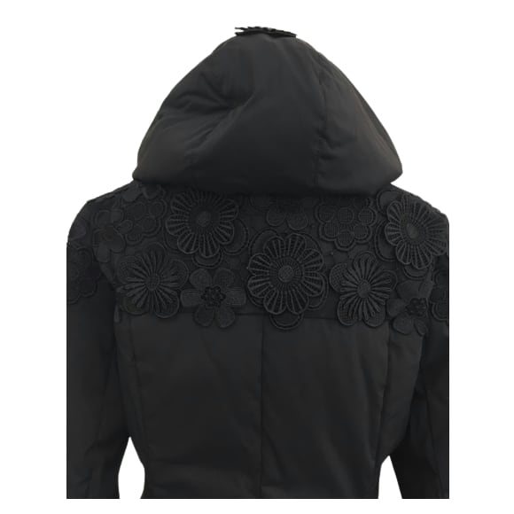 super beauty フラワーレース ダウンコート スーパービューティー Ｌ スーパービューティー ダウンコート レース 花モチーフ付 フード