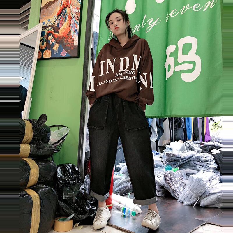 大きいサイズの女性のトップ脂肪mm痩身腹カバーセーター2020秋の新しいスタイルの緩いtシャツジーンズ ミックスインファッション86203478266