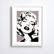 Monroe Love|ラベンダーグレーが映えるモダンポップアートポスター|大人の空間を彩る上品で洗練されたインテリアA4ポスター