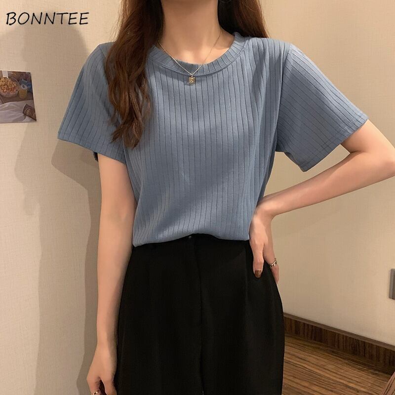 【新作】【送料無料】 Tシャツ女性 O ネック夏因果ルーズ韓国スタイル通気性固体フェミニンイン日常学生 Camisetas ストリート服 0254747348130