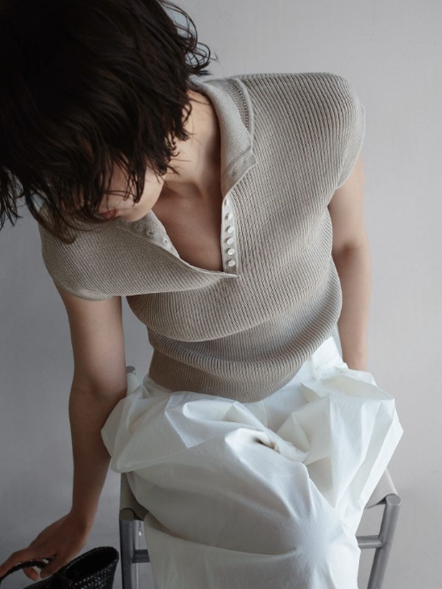 Collar Rib Knit Top