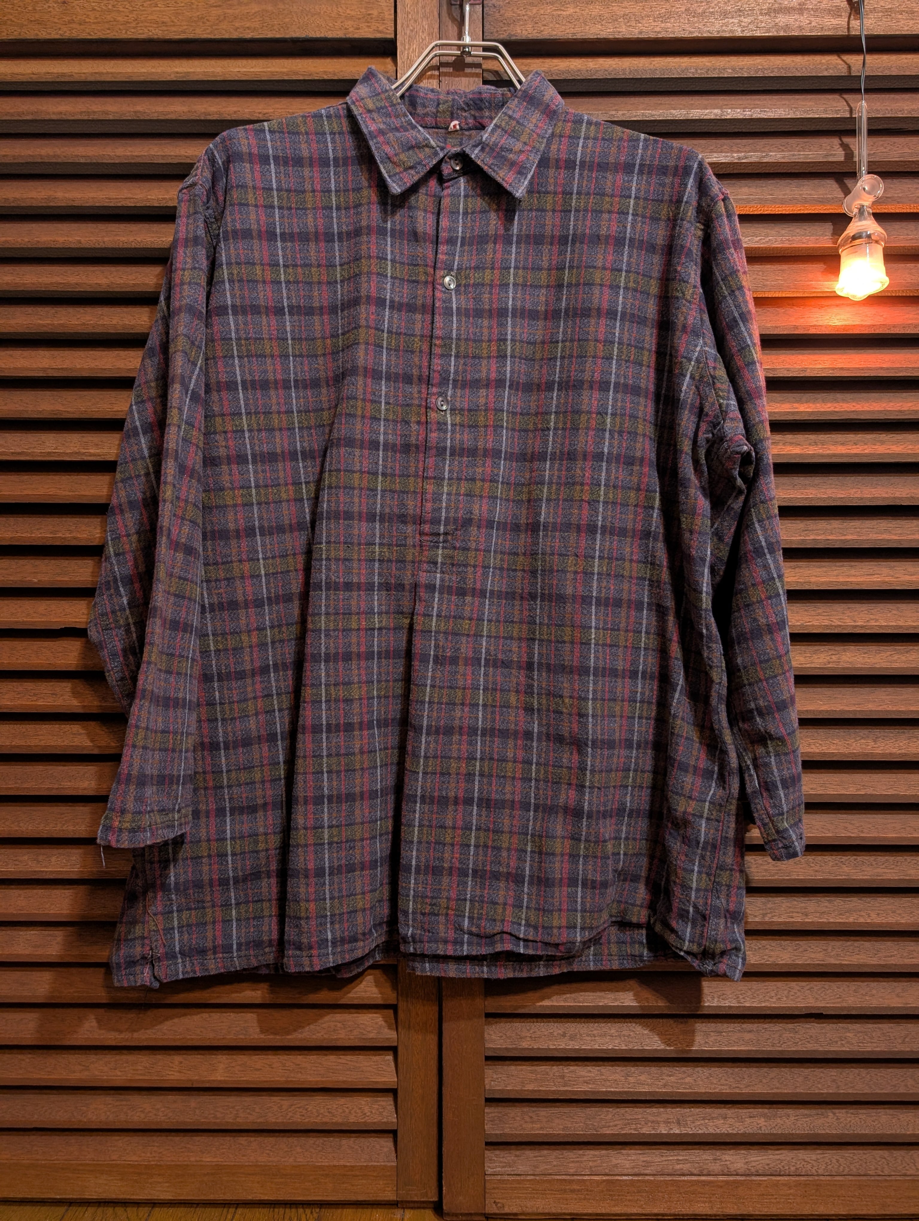 60s Euro Granpa Shirt Brown Red Check