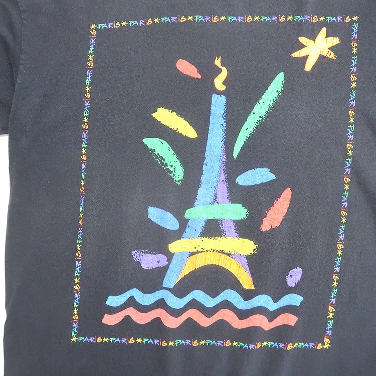古着 ALMA MATER Paris プリントTシャツ ブラック 表記：XL gd403220n