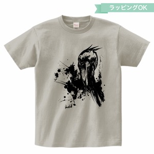 Tシャツ★墨絵ハシビロコウ【シルバーグレー】